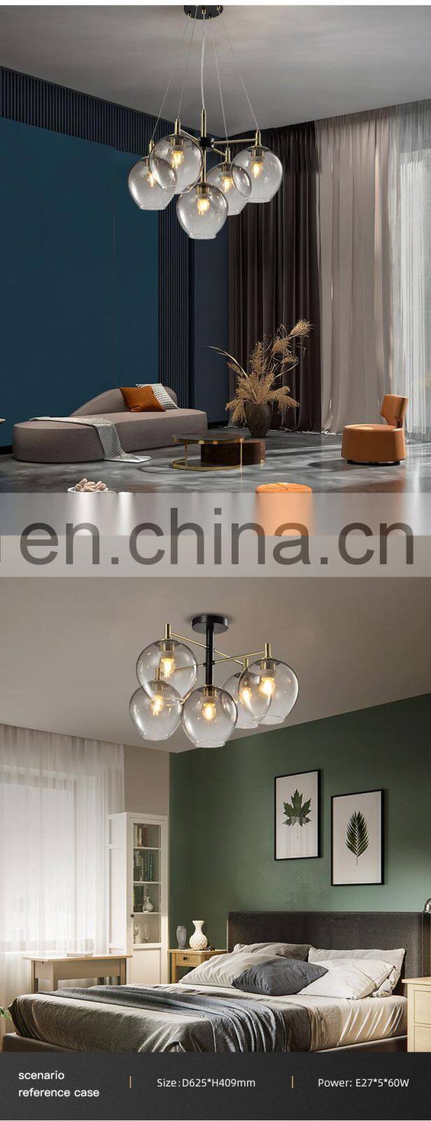 HUAYI Modern Simple Style Living Room Hotel Indoor Decoration E27 Chandelier Pendant Lamp