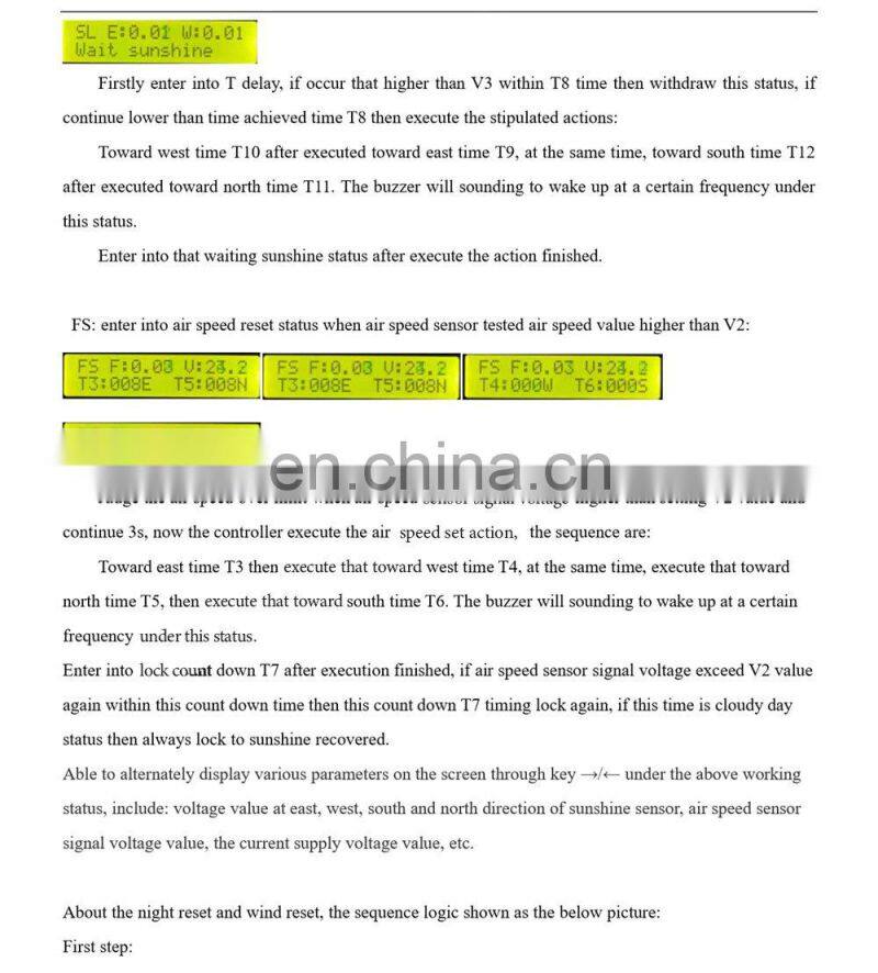 Automatic Dual Axis Solar Tracker Controller W/O Remote Control Wind Speed Sensor