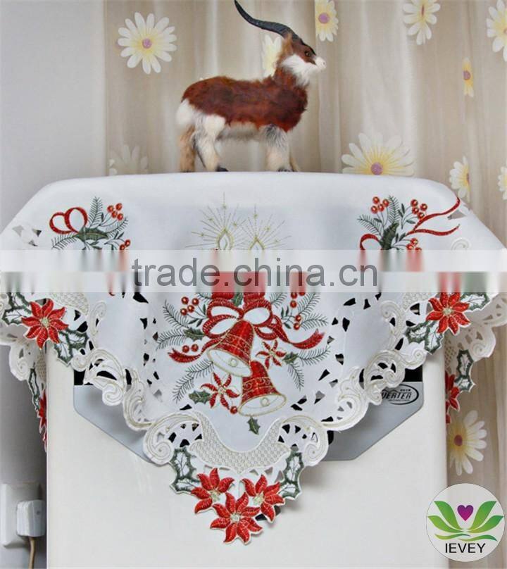 wholesale Christmas red flower candle bell hand embroidery designs tablecloth lmzc1001(1)