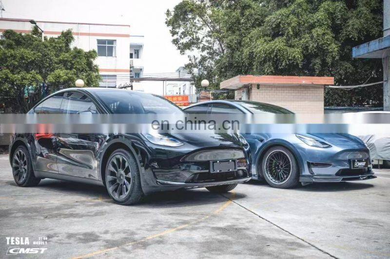 Runde Carbon Fiber Material For Tesla Model Y CMST Style Body Kit Hood Front Lip Side Skirts Rear Lip Spoiler