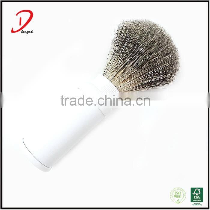 white protable travel shaving brush,removeable pure badger hair shaving brush