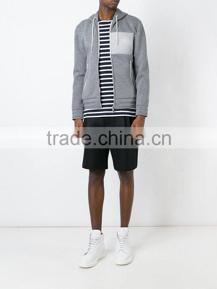 New fashion high quality custom made hoodie grey zip up hoodie