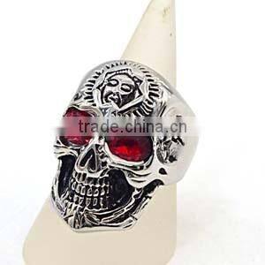China 2016 New Products Single Stone Ring Designs Skull Rings With Ruby