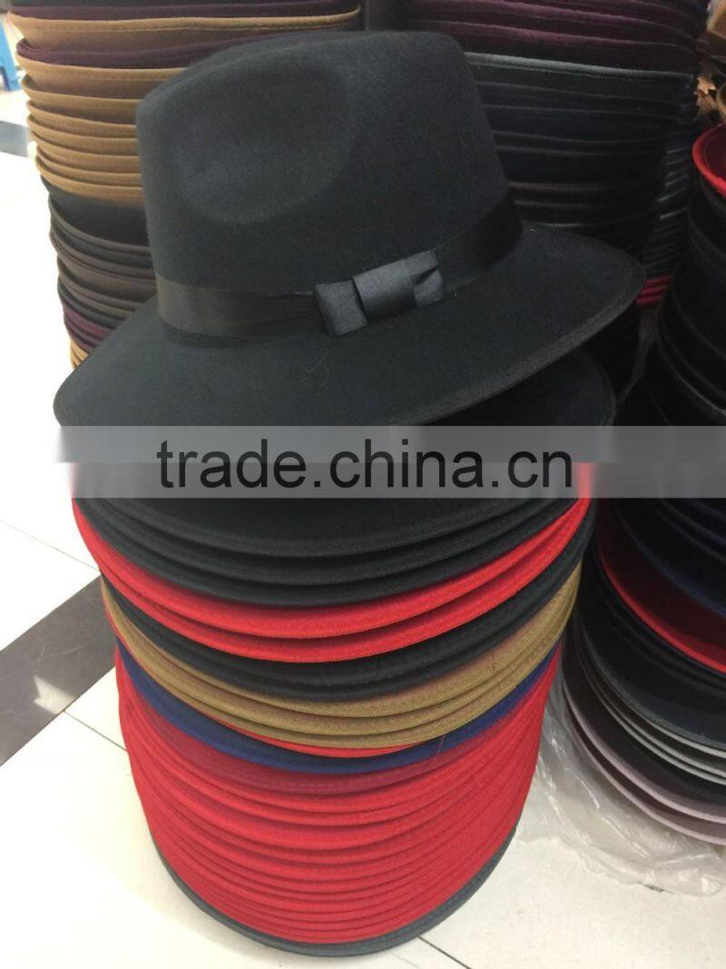 Large Brim Ribbon Fixed Man Women Stage Performance Fedora Jaz Hat