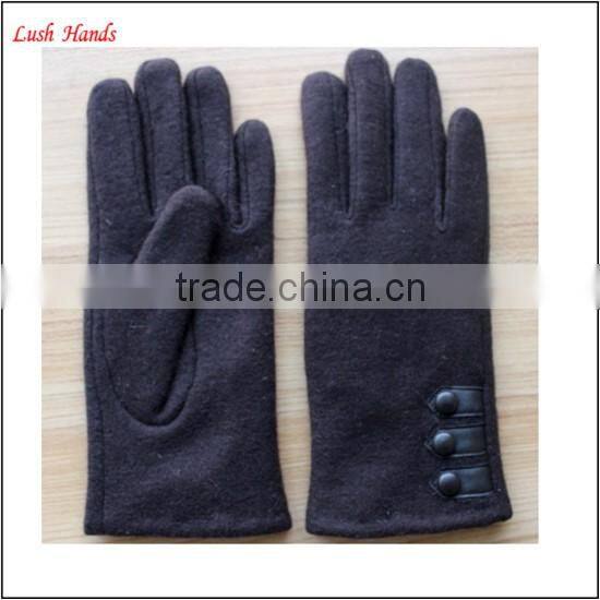 Women's 100% woolen gloves with according color buttons