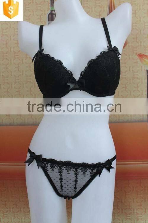 2016 sexy modern transparent rattan pattern bra panty sets for women