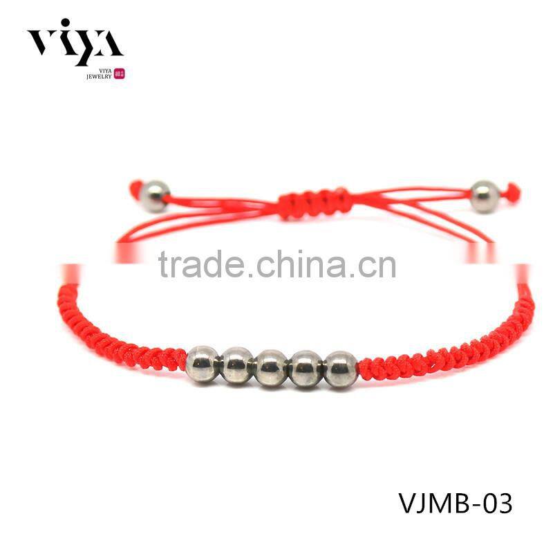 18kt Rose Gold Plated Beads Macrame Bracelet with red nylon rope