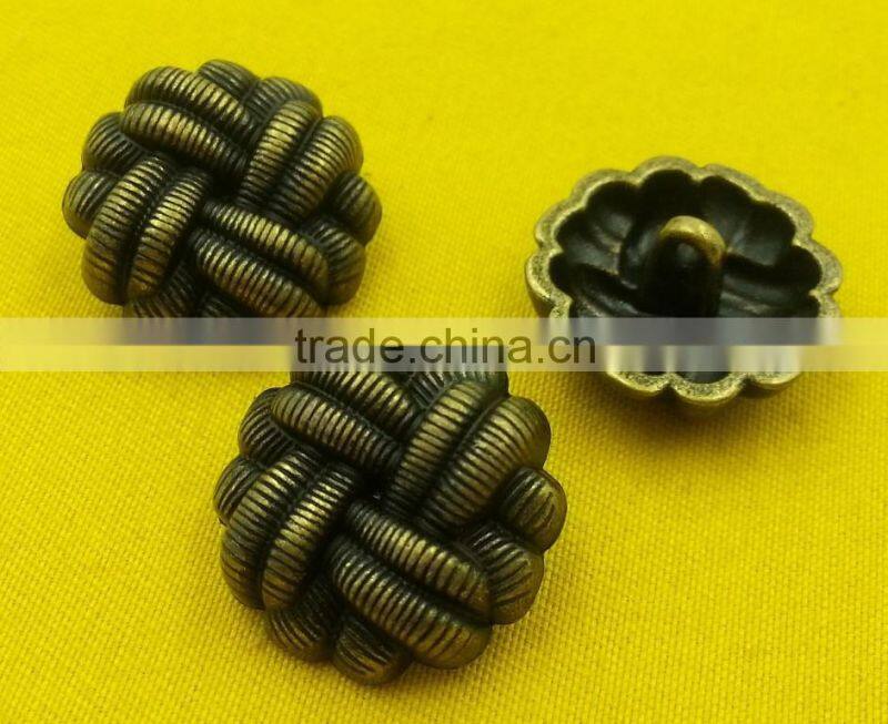 19mm Braided Finishing Fancy Metal Shank Button For Ladies Clothes -- MJ5414