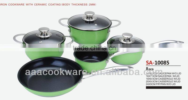 2015 New Products 8PCS High Quality 2.5mm Hard Anodized Aluminium Cookware Set With Color High Temperature Paint For Wholesale