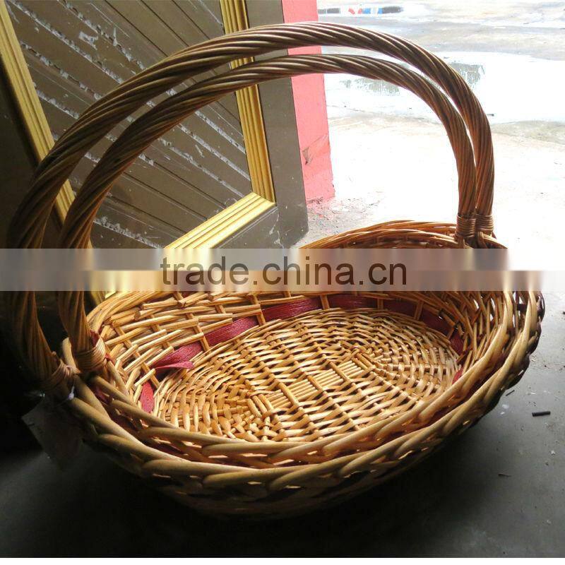 Figure handmade woven willow basket with handle for sale