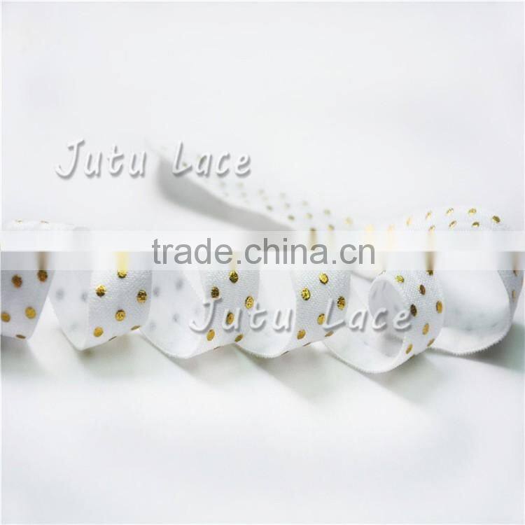 Black gold metallic stripes fold over elastic - 5/8'' Custom Printed FOE Babygirls Headbands elastic by the yard