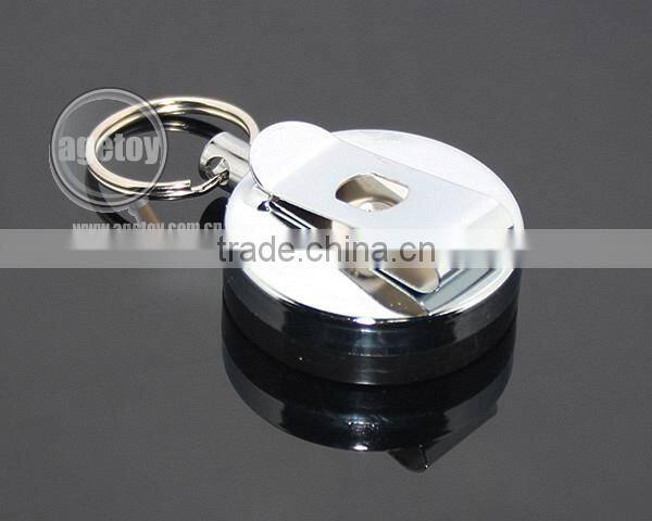 60cm Length Stainless Steel Wire Round Shaped Clips Plastic Metal Retractable Key Ring