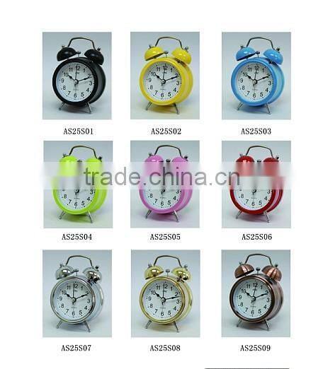 3" twin bell alarm clock, red twin bell alarm clock