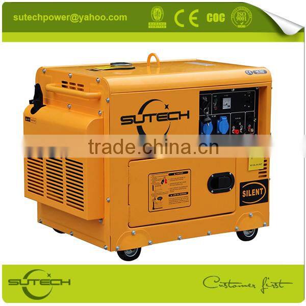 Low noise single phase 5kw portable 220V generator with soundproof and 4 wheels