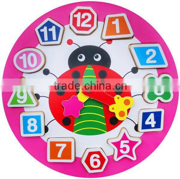 Shape sorting clock-wooden puzzle toy