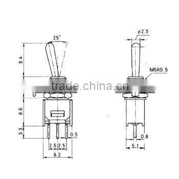 mini 3 pin toggle switch with 2 pole&3 pole
