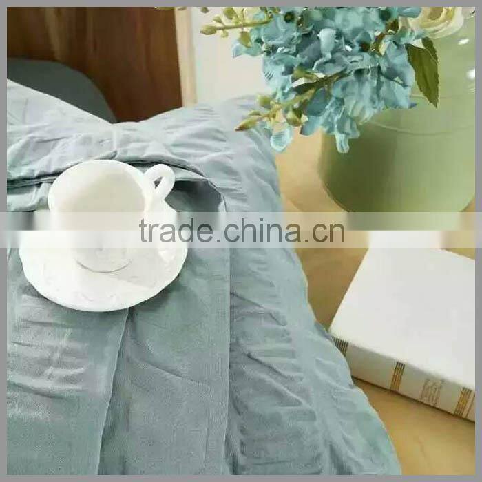 Seersucker Cotton Strip Ruffle Duvet Cover/ Natural seersucker cotton strip ruffle duvet cover/fitted sheet