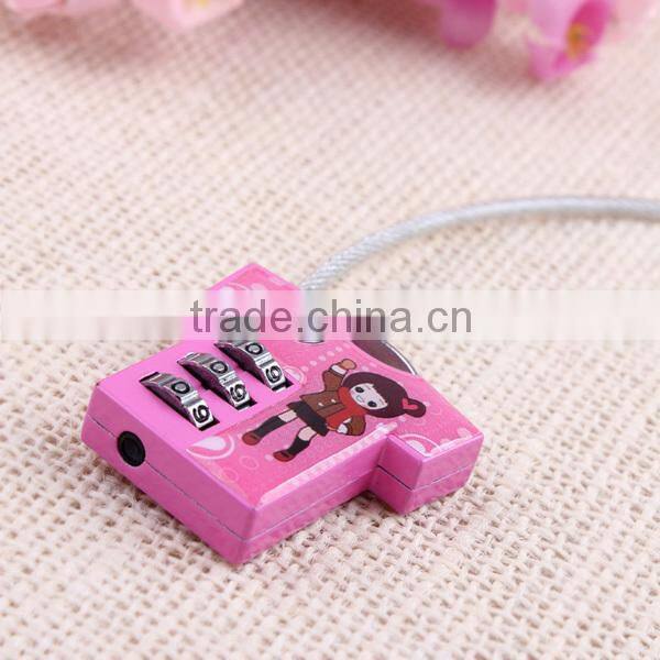 Children gift fashion lock 3 digital clothes cable lock