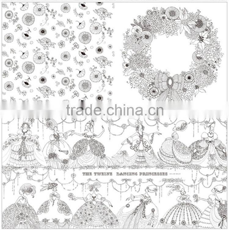 2015 New arrive hand-painted secret garden series fairy tale coloring book for adult