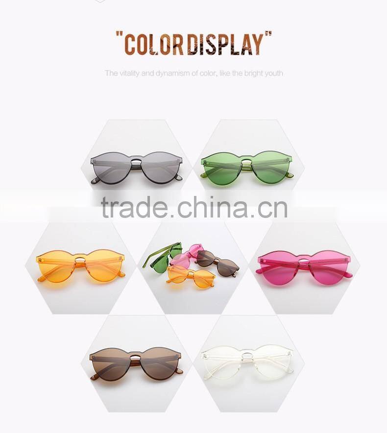 2016 Wholesale Rimless Sunglasses Women Brand Designer Cat Eye Shades Round Sun glasses Eyewear Integrated Lens UV400 CC0566