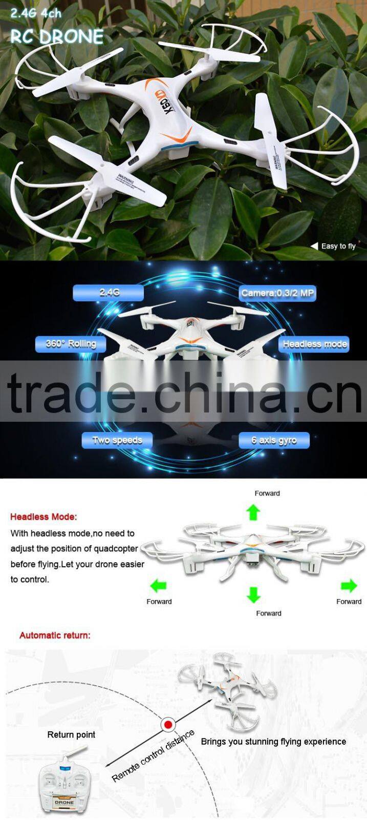 Headless mode 2.4G rc quadcopter parrot drone 2.0 with camera