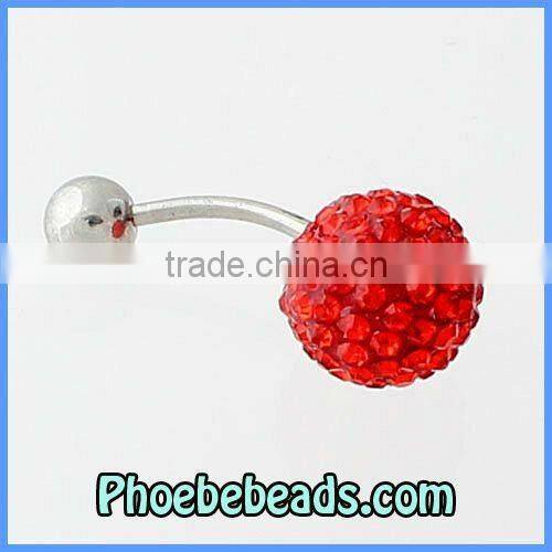 Wholesale 10mm Pave Crystal Rhinestone Disco Ball Body Navel Bell Jewelry Belly Button Rings Piercing Charms BBR-A001