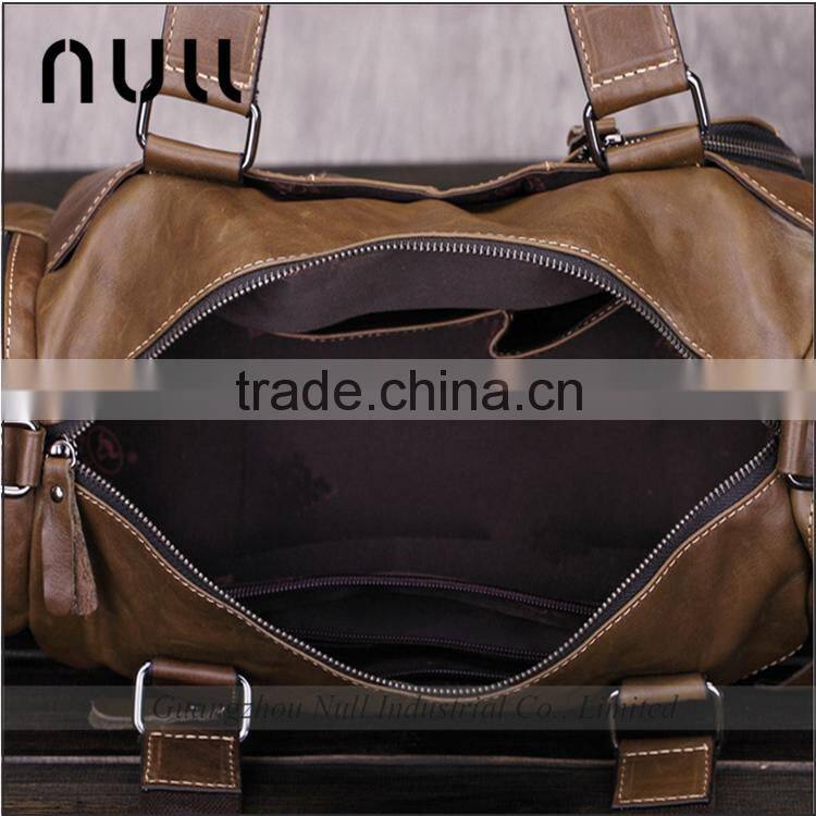 New stylish promotional custom waterproof vintage oil genuine leather travel duffle bag for men
