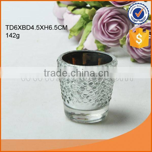 hotsale costomized polished sprayed glass candle jars or candle holders candlestick
