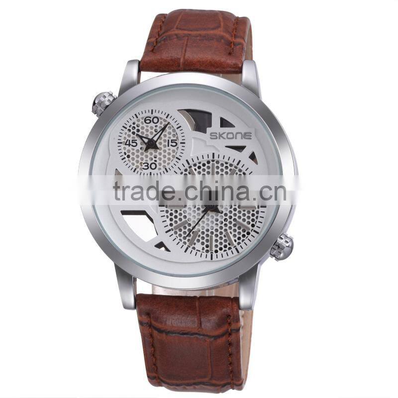 SKONE 9248 Hot Selling See Through Dual Time Zone 2014 Men Watches
