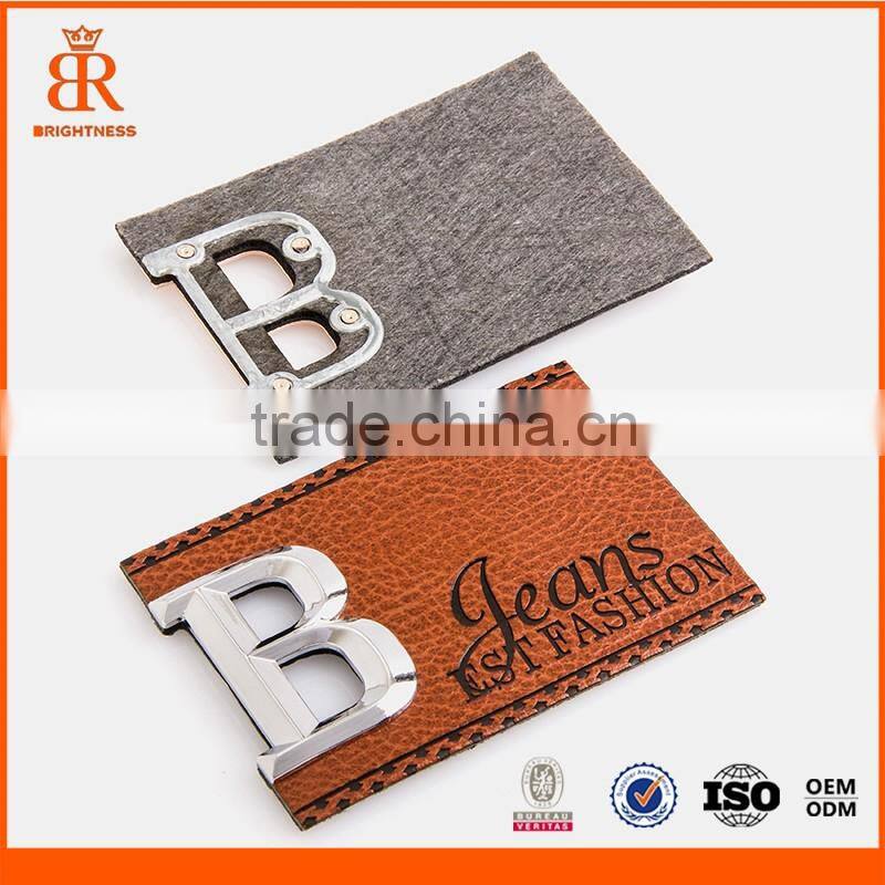 Custom with tag cologor especial leather patch for clothing
