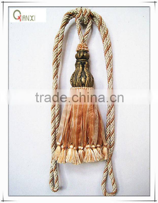Beautiful design ribbon curtain tiebacks, curtain accessory in curtain fabric china