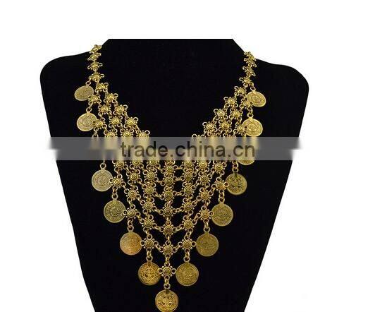 New Gypsy Boho Ethnic Silver Plated Alloy Coin Tassel Charm Necklace
