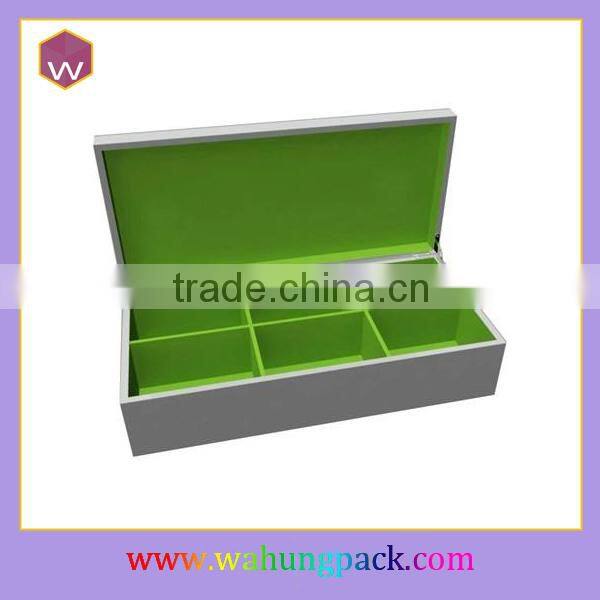 Eco-friendly Fancy 6 Compartments Wooden Tea Boxes /Green Tea MDF Boxes For Sale