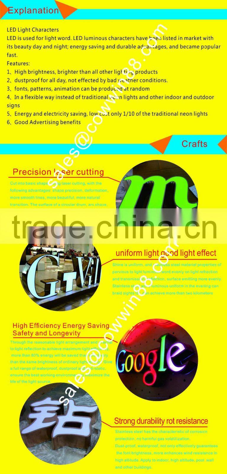 Outdoor LED Lighted Marquee Sign Metal Alphabet letter Good quality