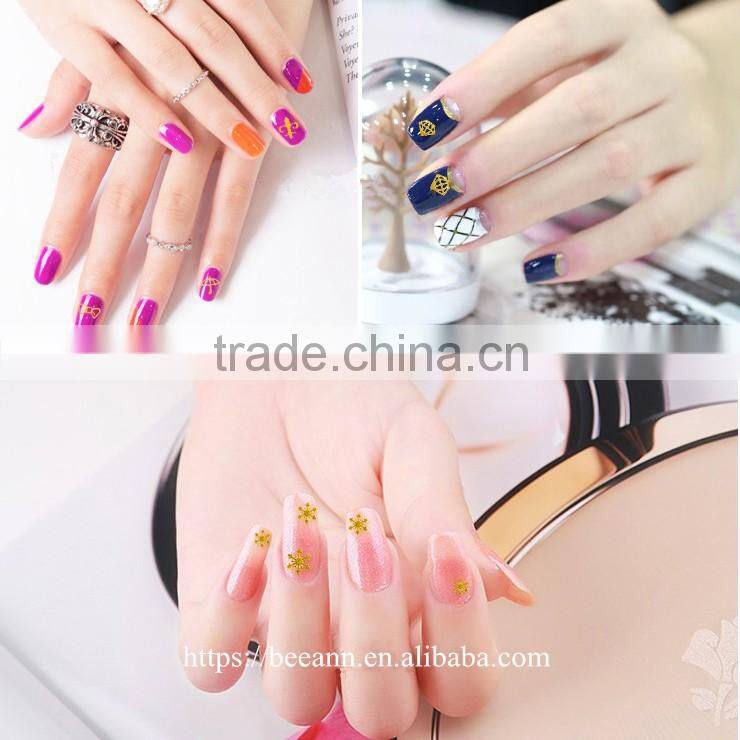 2016 Factory Price Beautiful Shiny Mixed Design Nail Art Decoration Acrylic Nail Tips Metal Slice Sticker