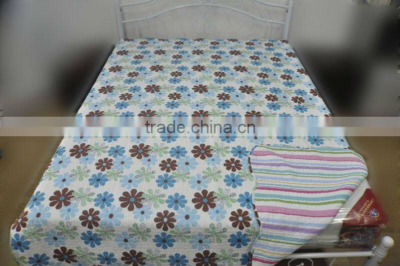 2015 high quality fake patchwork microfiber quilt set bedding set