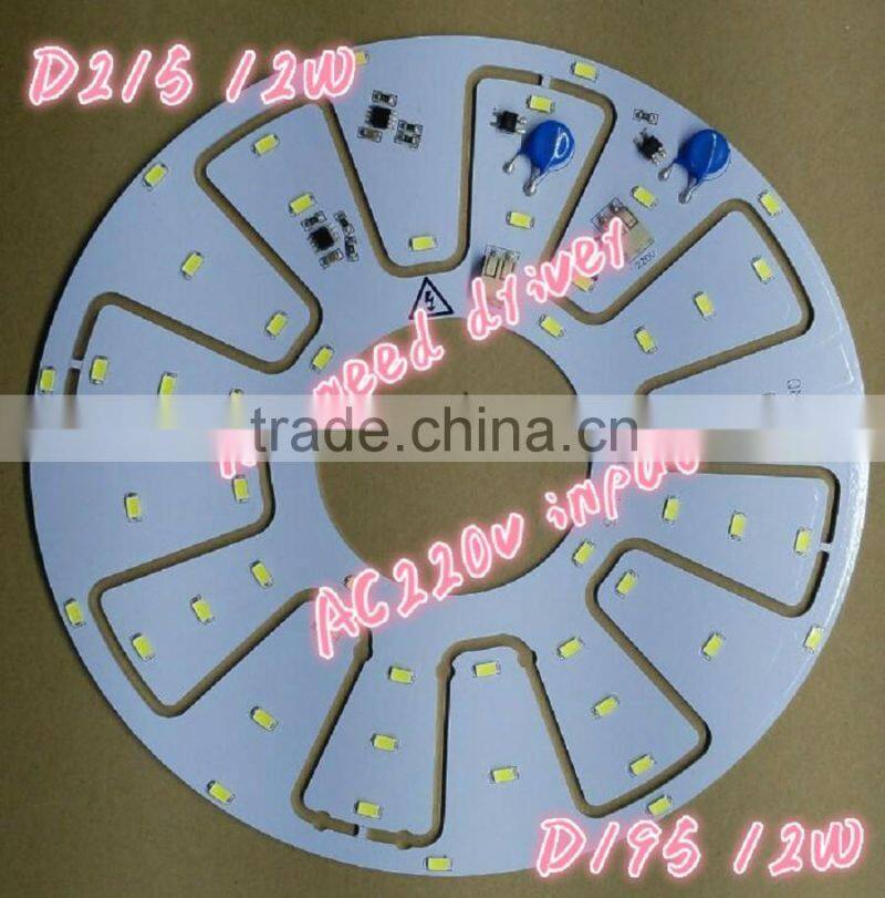 Competitive price High voltage AC220v 12W ceiling lamp LED PCB circuit board with build-in-driver
