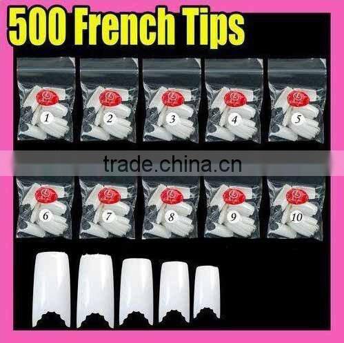 white clear glass color 100pcs 500pcs bag pvc box packing ABS salon french eagle nail tip