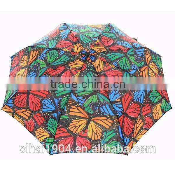 Automatic design light frame promotion custom 3 foldable umbrella