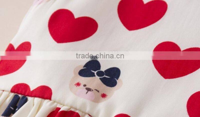 2016 new style children girls dress love heart printed dress wholesale OEM ODM