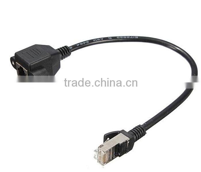30cm RJ45 Male to Female Screw Panel Mount LAN Network Extension Cable