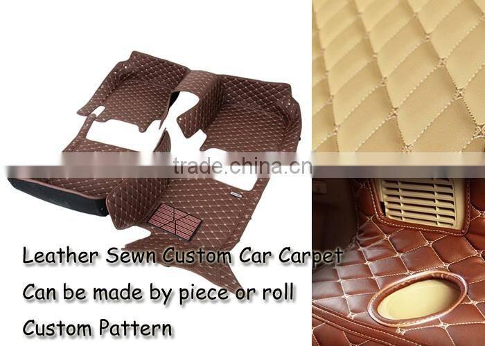 Anti slip luxury custom shape rhombic leather beige auto mat