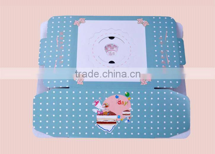 High Quality blue square corrugated paper Cake Boxes with Handle making machine