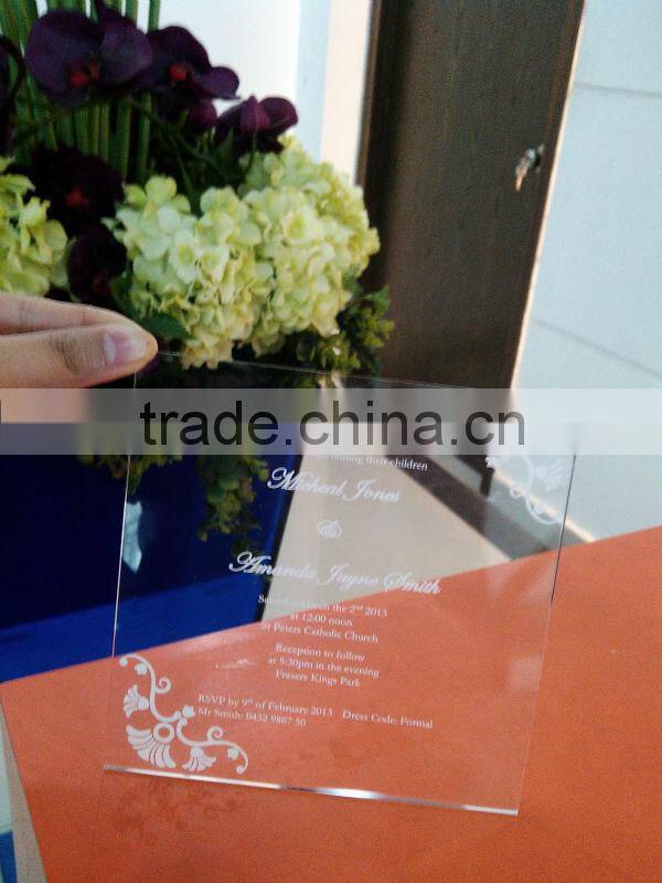 acrylic personal christmas festeval wedding invitation card