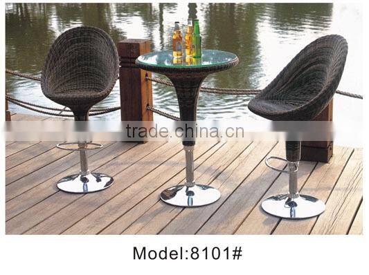 3 piece bar set pub set adjustable bar chairs with table wicker/rattan