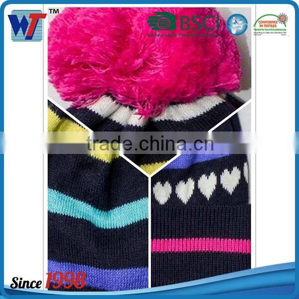 Simple high quality girl star knitted beanie caps and hats with gloves