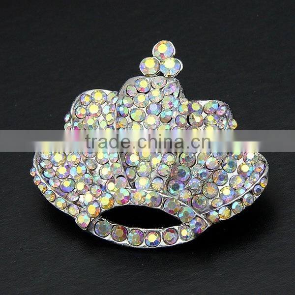 2015 fashion alloy vintage colorful rhinestone crown beautiful brooch