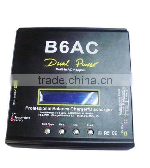 B6AC 50W multi charger dual power buit in 5A adapter power supply Lipo NiMH 2S 3S 4S 5S 6S RC Battery Balance 2S 6S AC with Lead