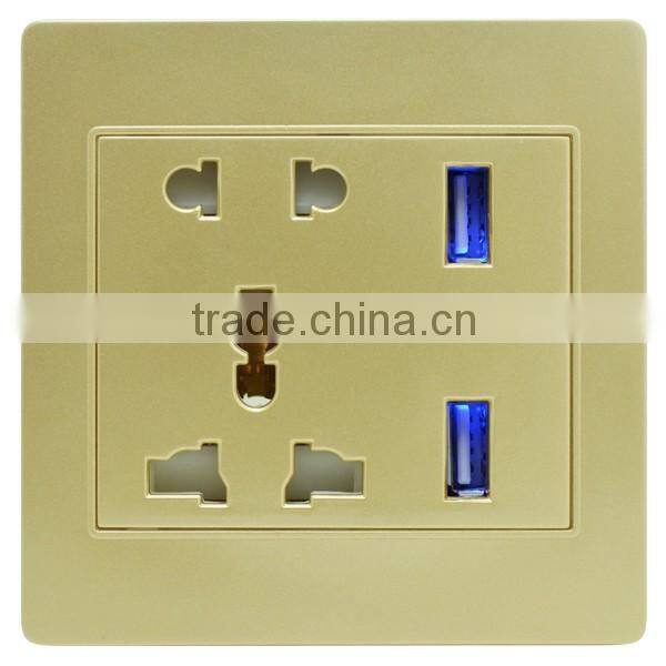 5pin socket with double usb wall socket