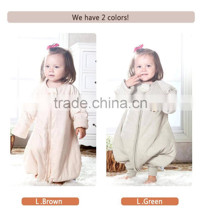 GOTS organic 100% cotton infant baby kids foot sleeping bag with Detachable sleeves for all Seasons